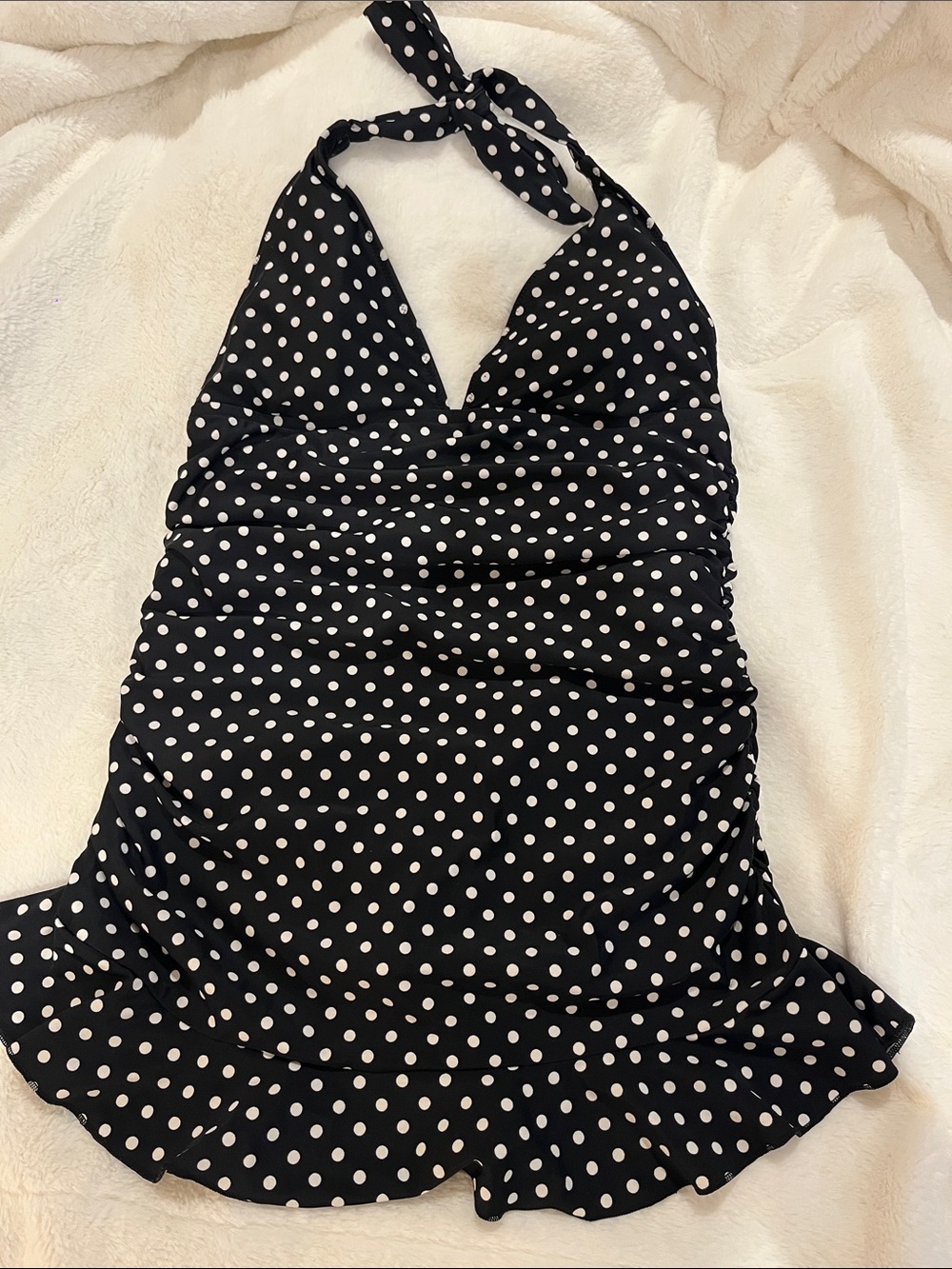 Target Black and White Polka Dot Halter One-Piece Swimsuit